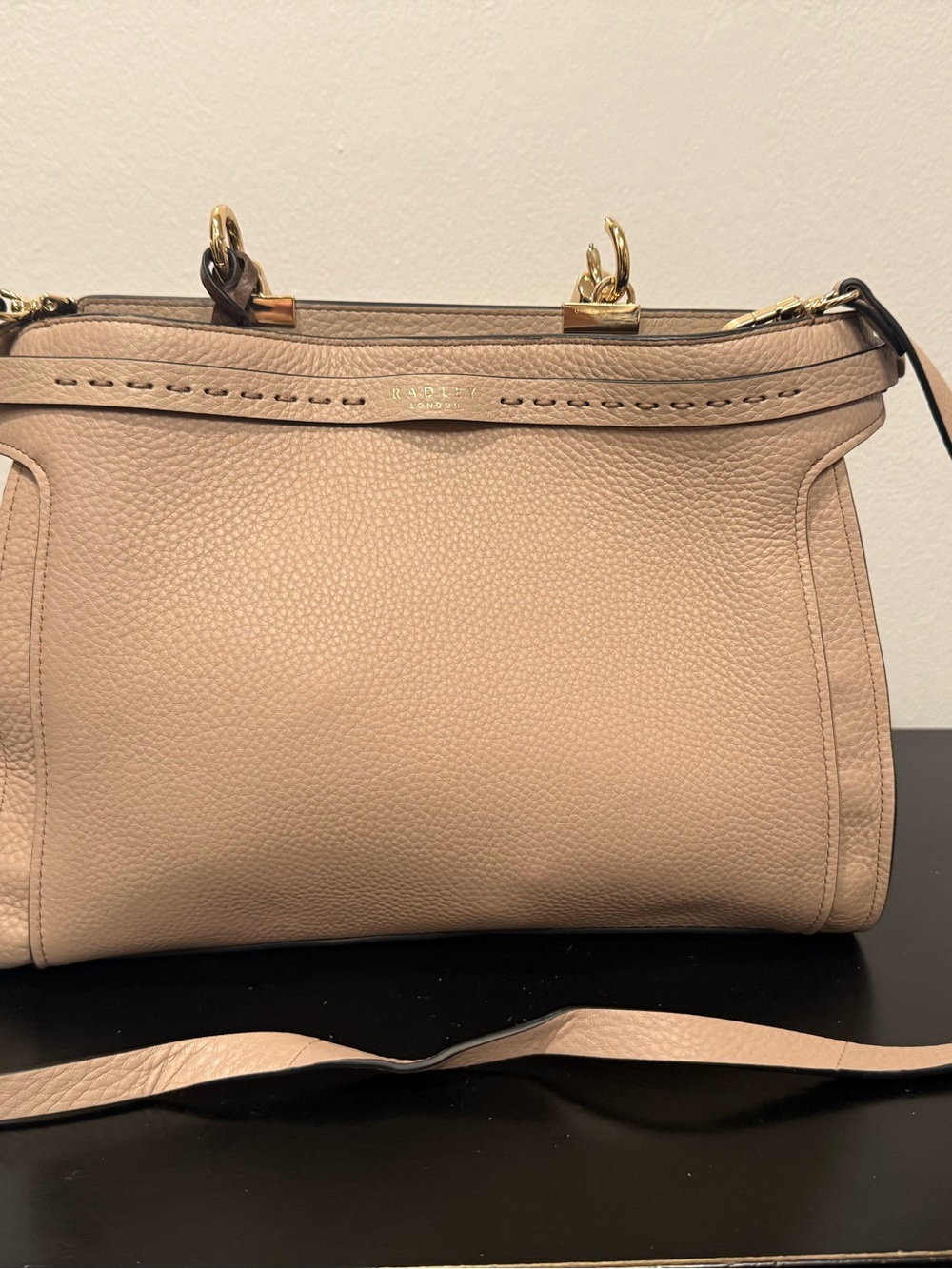 RADLEY LONDON Pebbled Leather Shoulder Bag in Blush Pink
